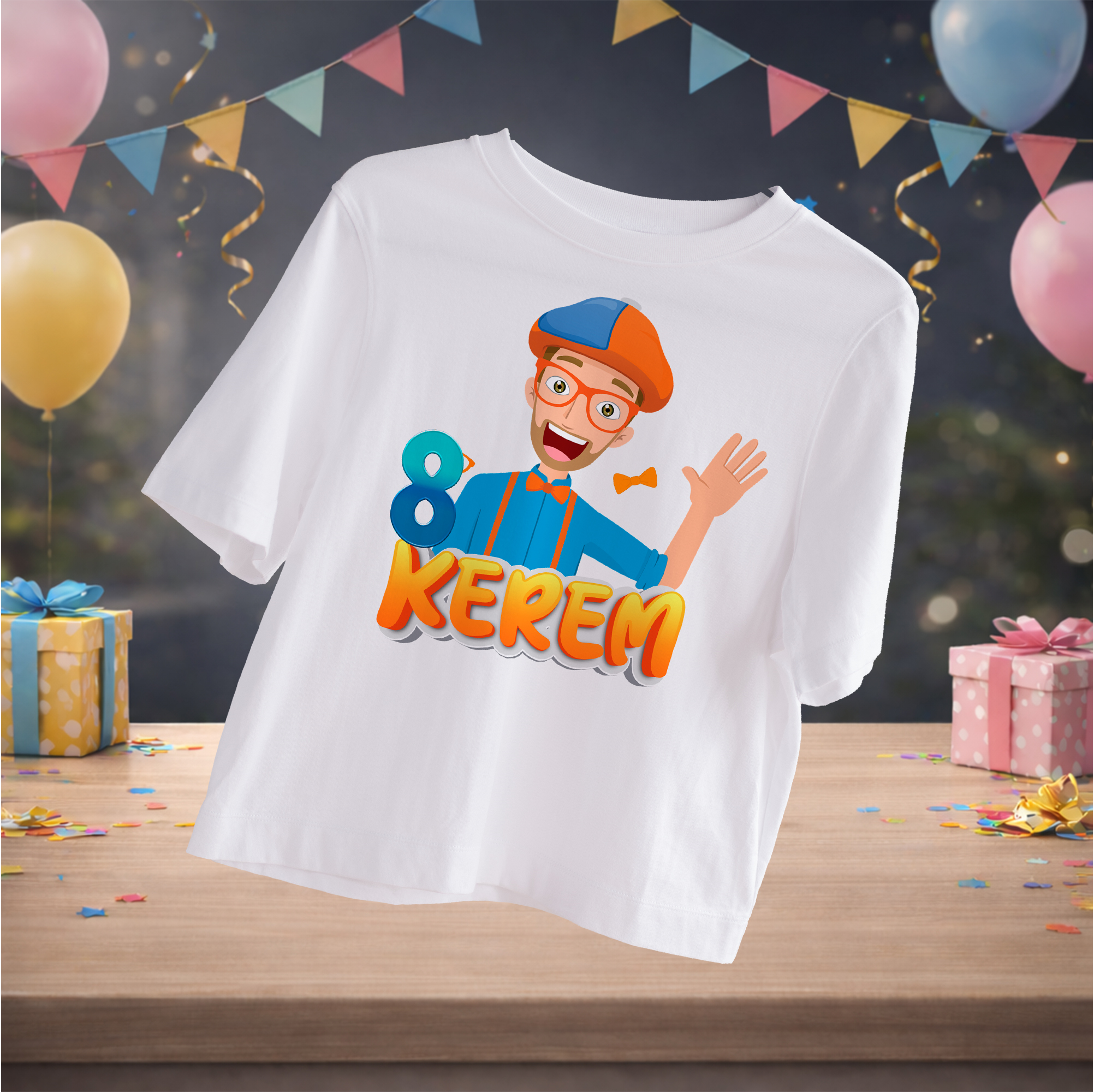 Blippi Temalı Kişiye Özel T-Shirt