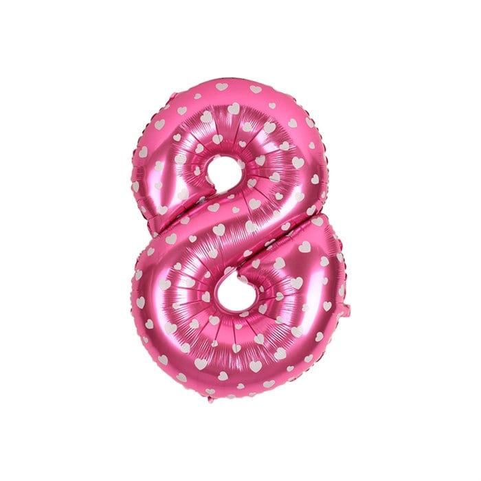8 Rakam Pembe Kalpli Folyo Balon 40 cm