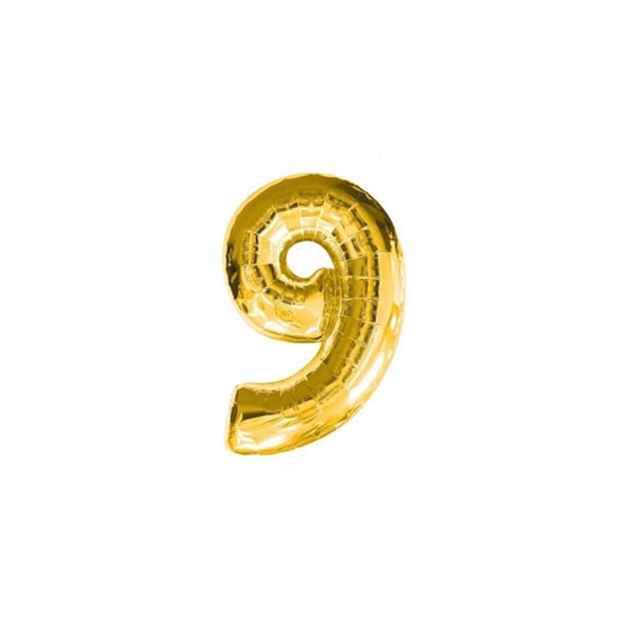9 Rakam Altın Folyo Balon 40 cm