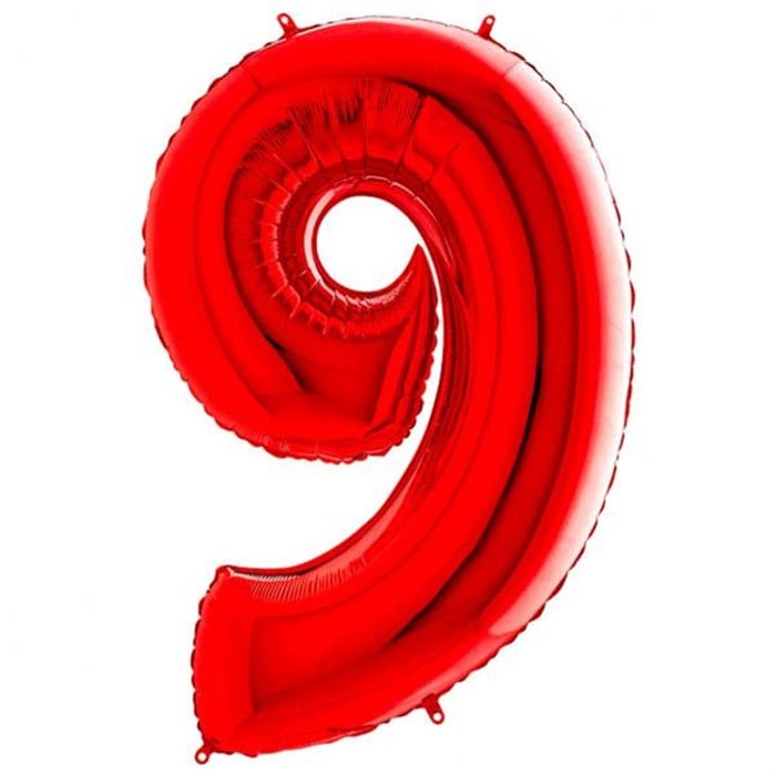 9 Rakam Kırmızı Folyo Balon - 1 Metre