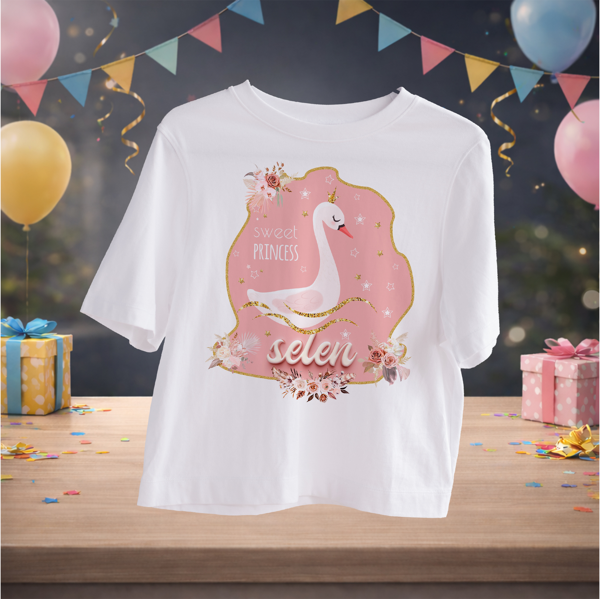 Kuğu Temalı Kişiye Özel T-Shirt