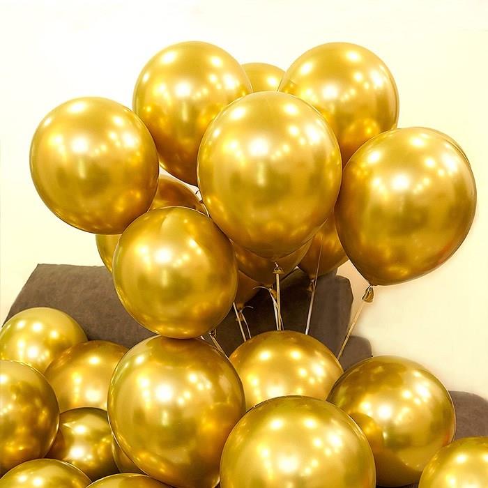 Altın Krom Kaplı Metalik Balon - 50 Adet