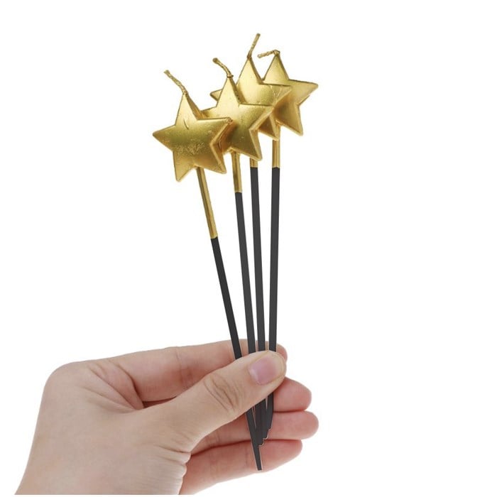 Altın Yıldız Mum 15 cm 4 Adet