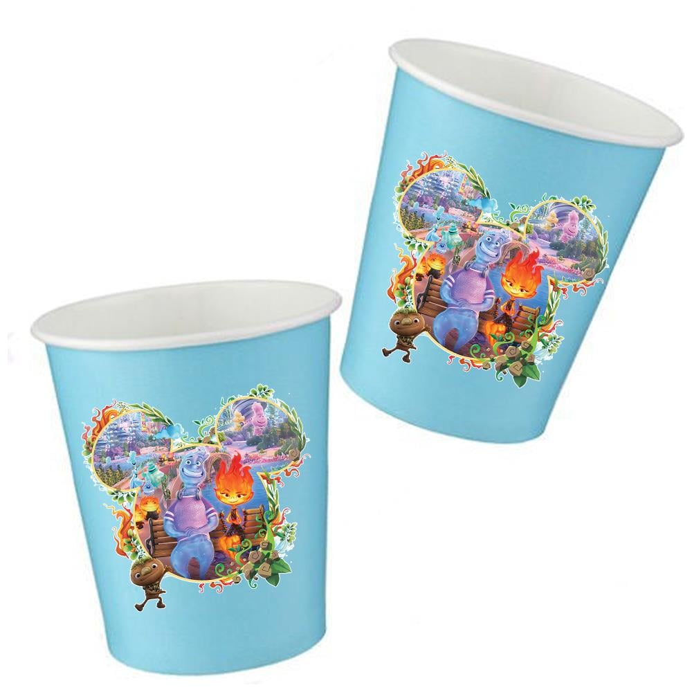 Ateş ve Su Temalı Mavi Bardak 5 Adet