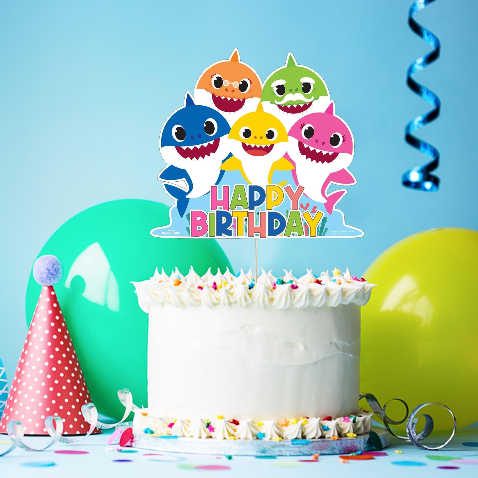 Baby Shark Konsepti Happy Birthday Pasta Süsü