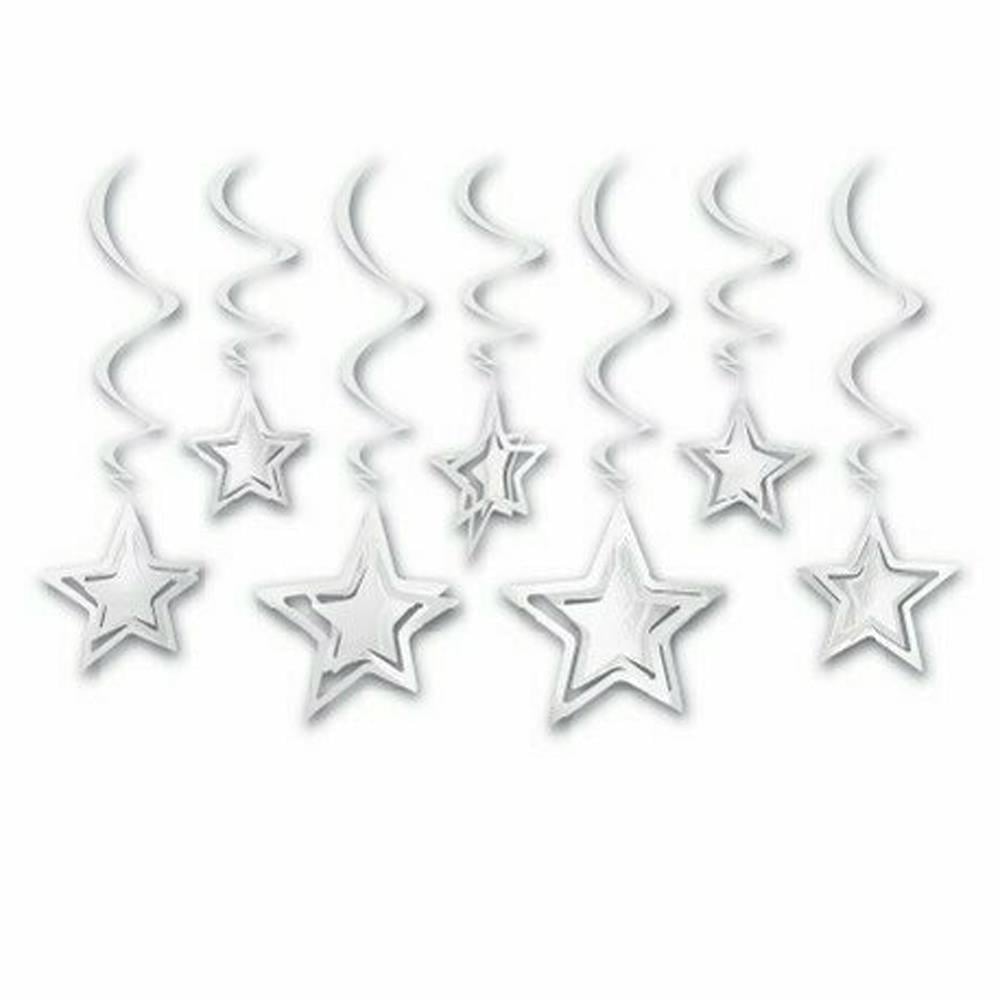 Beyaz Yıldız Tavan Asma Süs 10'lu