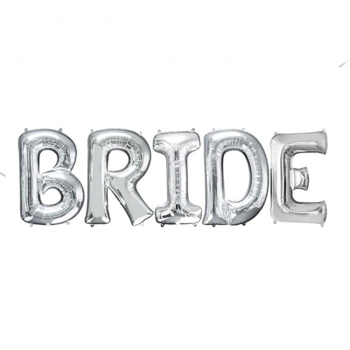 Bride Yazılı Gümüş Folyo Balon Seti