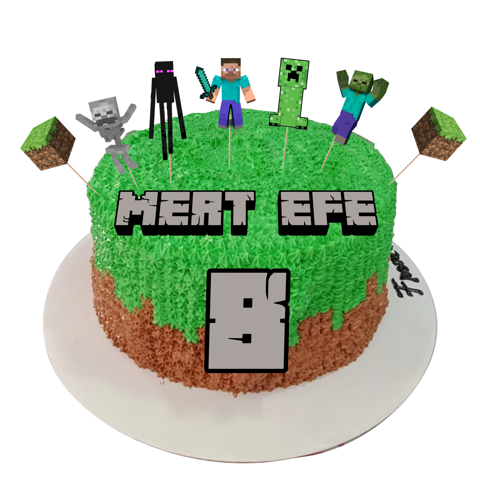 Kişiye Özel Minecraft İsimli Pasta Süsü Seti