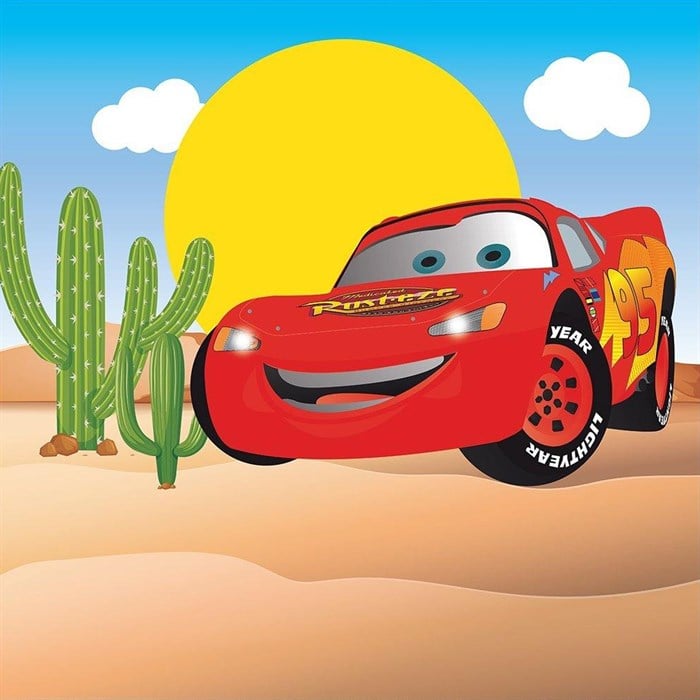 Cars Doğum Günü Kare Branda Afişi - 2 Boy Seçenekli