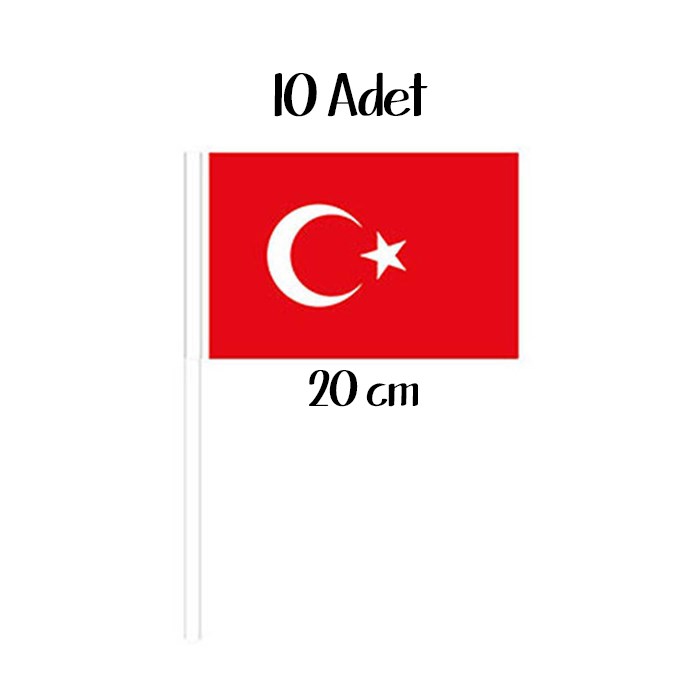 Çubuklu Türk Bayrağı - 10 Adet