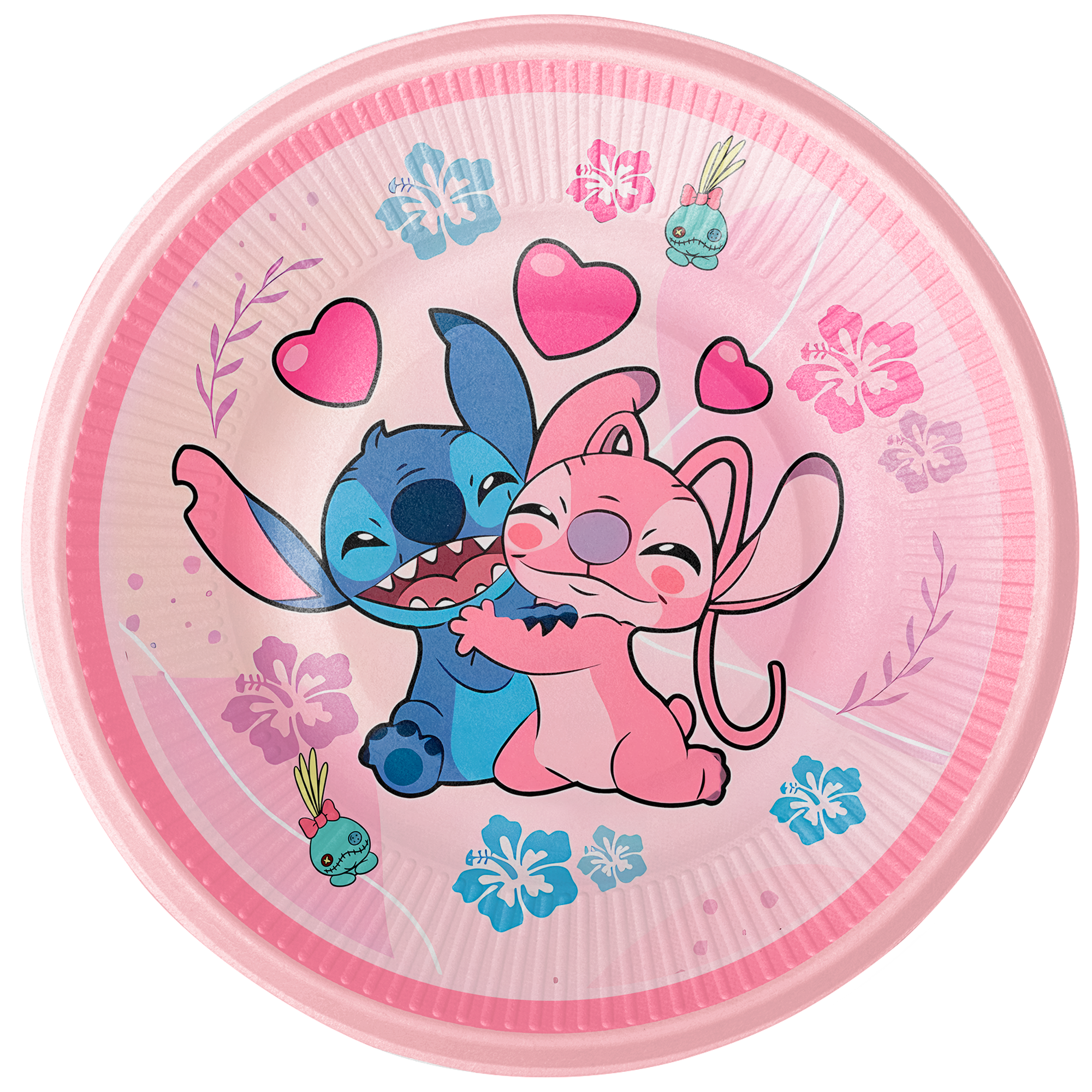 Stitch Pembe Temalı Karton Tabak 8li