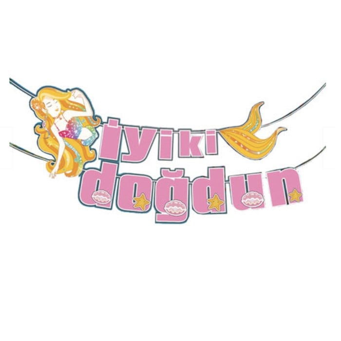 Deniz Kızı Temalı Simli İyi ki Doğdun Yazısı