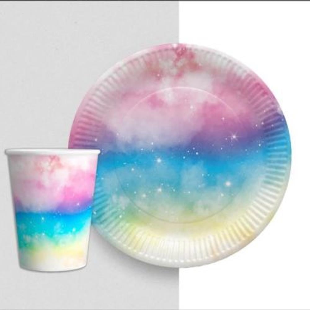 Gökkuşağı Temalı Tabak Bardak Seti