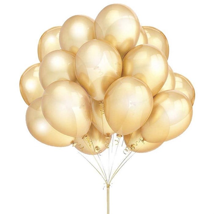 Gold Metalik Baskısız Lateks Balon - 10 Adet