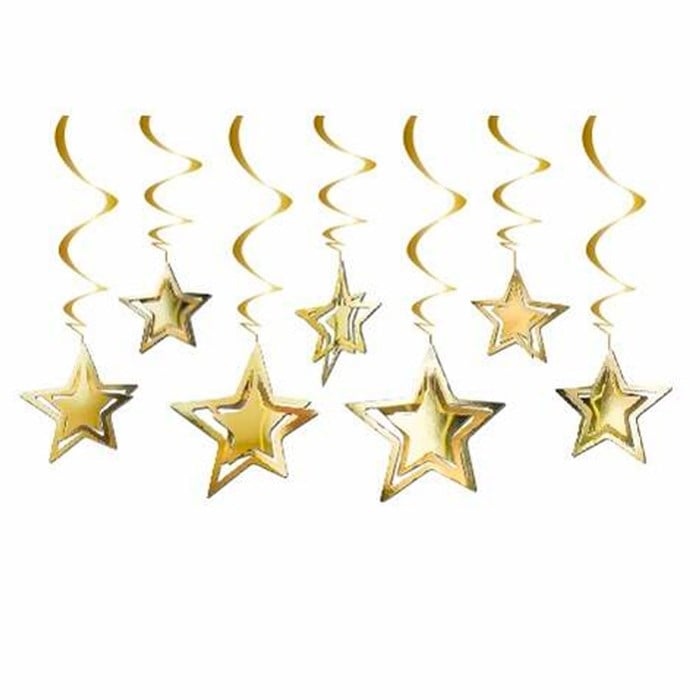 Gold Yıldız Tavan Süs 10'lu