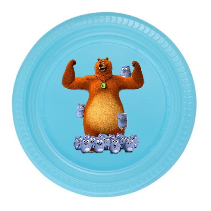 Grizzy ve Lemmingsler Stickerlı Mavi Plastik Tabak 5 Adet