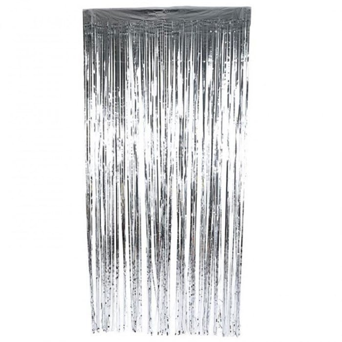 Gümüş Işıltılı Püsküllü Arka Fon Perdesi 100x200 cm