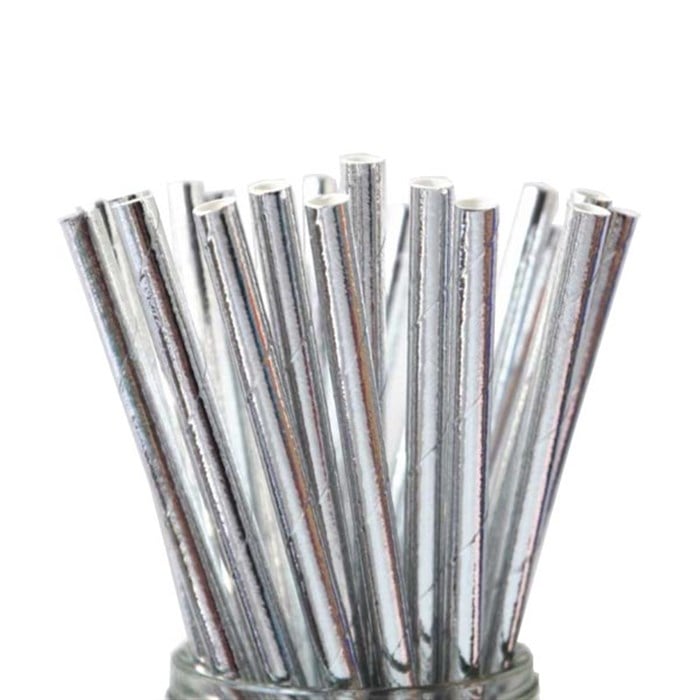 Gümüş Parlak Kağıt Pipet 25 adet