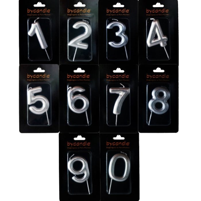 Gümüş Rakam Mum Yaş Seçenekli