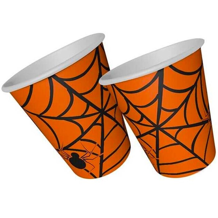 Halloween Örümcek Sekizgen Turuncu Bardak
