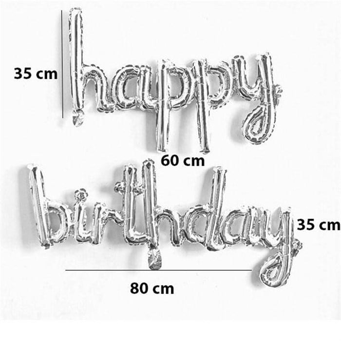 Happy Birthday El Yazısı Gümüş Folyo Balon