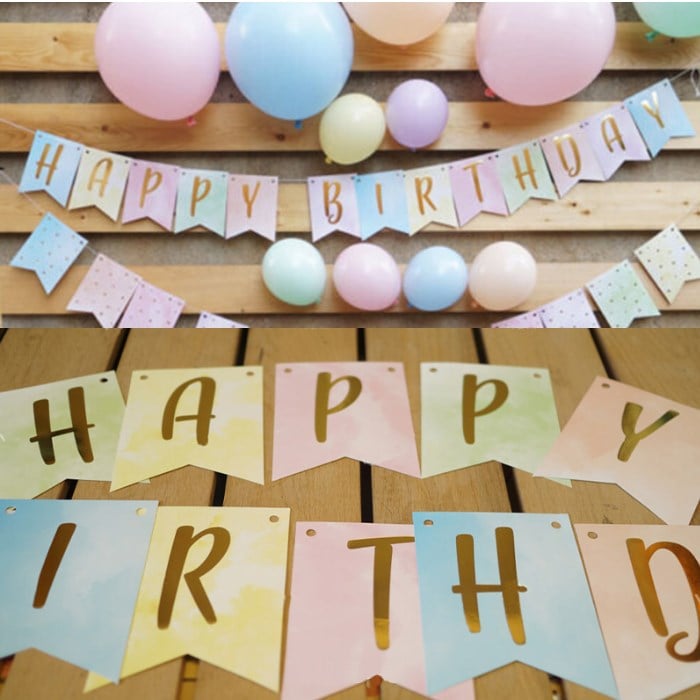 Happy Birthday Makaron Banner Set