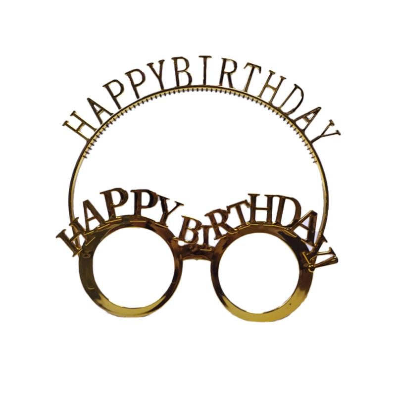 Happy Birthday Temalı Gold Gözlük ve Taç