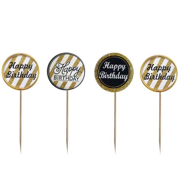 Happy Birthday Temalı Gold Kürdan Süs 20 Adet