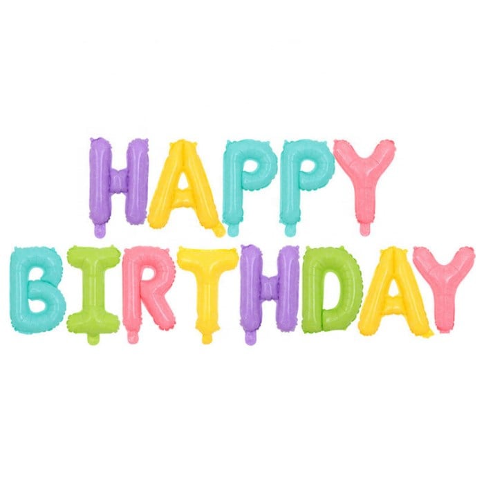 Happy Birthday Yazılı Makaron Folyo Balon Seti