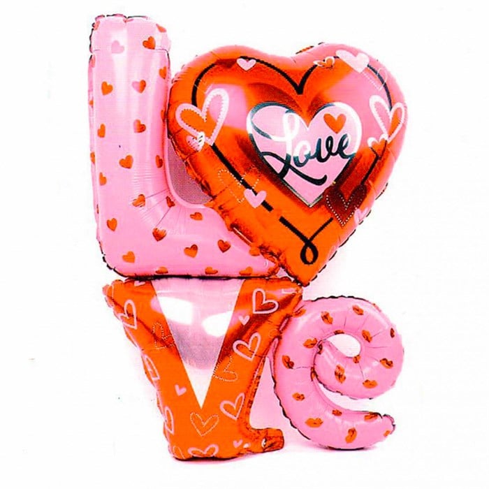 I Love You Şekilli Kalpli Folyo Balon - 90 cm