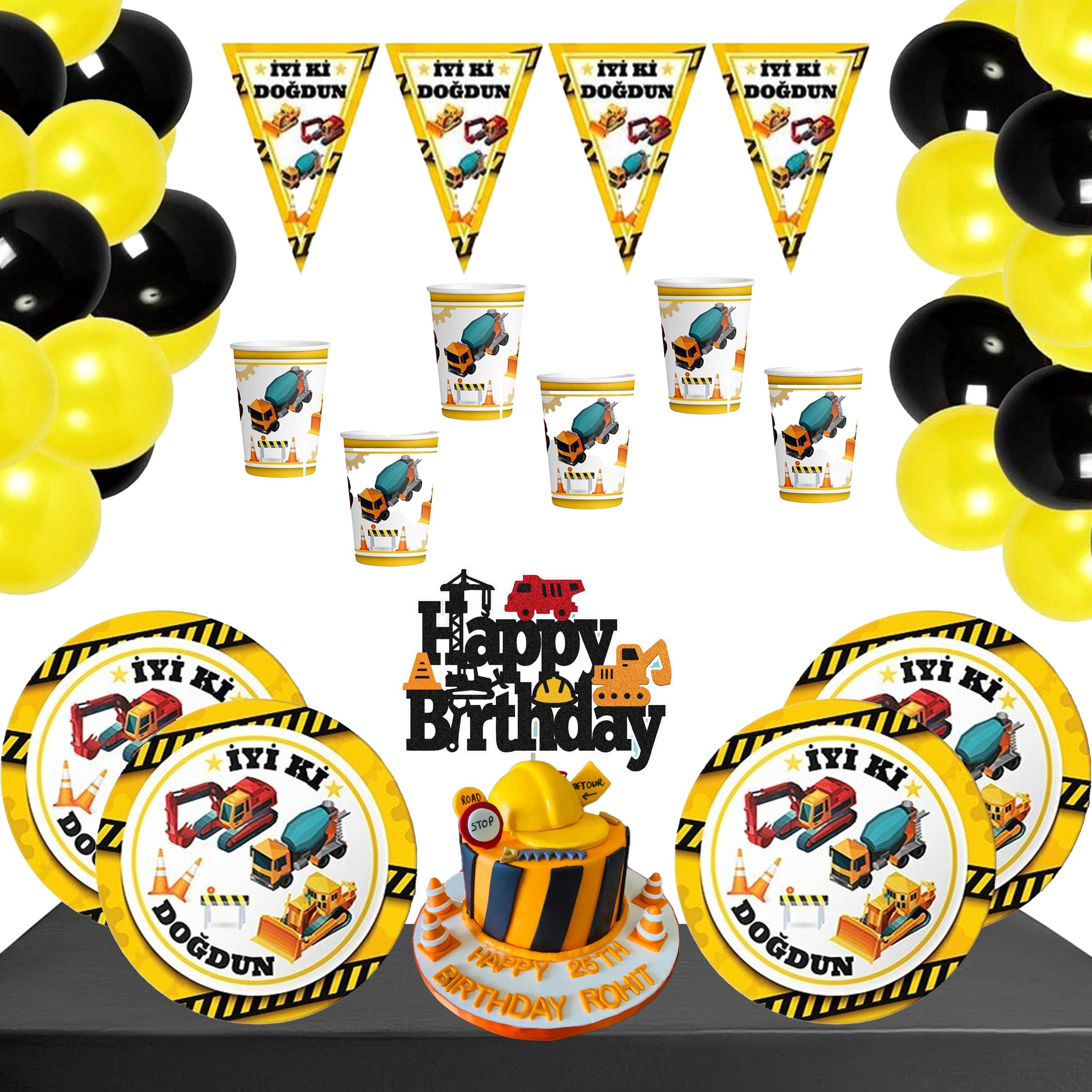 İnşaat Temalı 8 Kişilik Doğum Günü Seti 