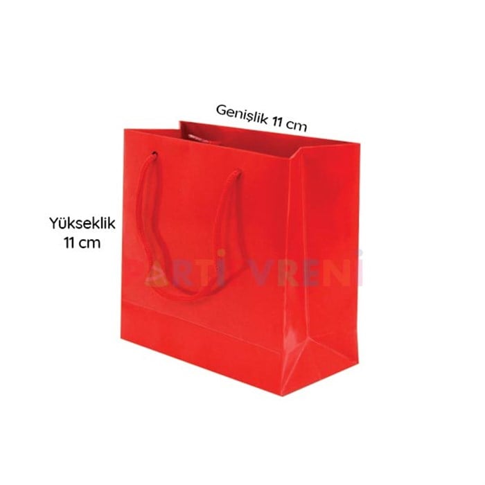 Kırmızı Hediyelik Karton Çanta - 11 cm x 11 cm