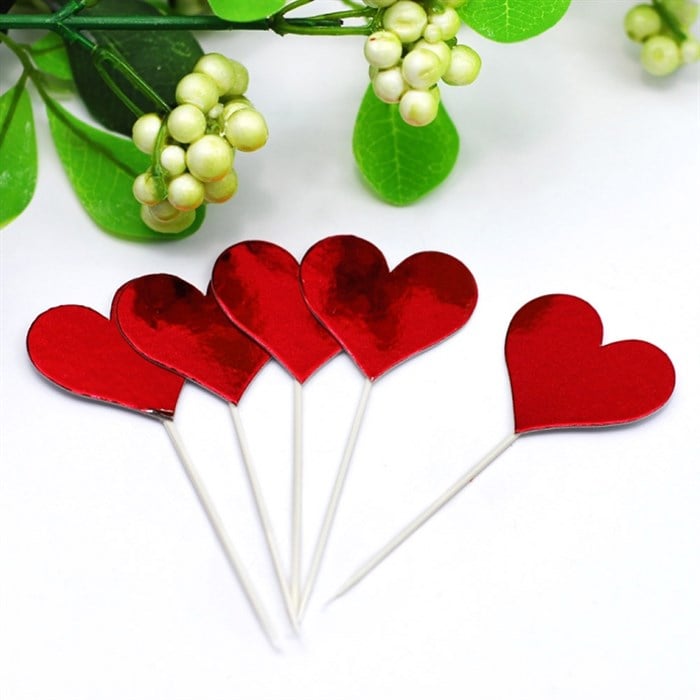 Kırmızı Kalp Kürdan 20 Adet