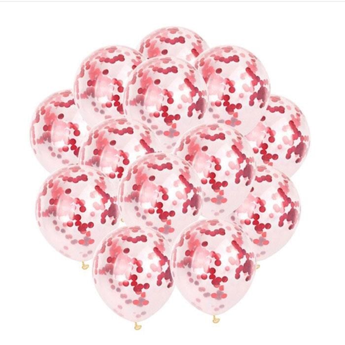 Kırmızı Konfetili Şeffaf Balon Seti 10 Adet