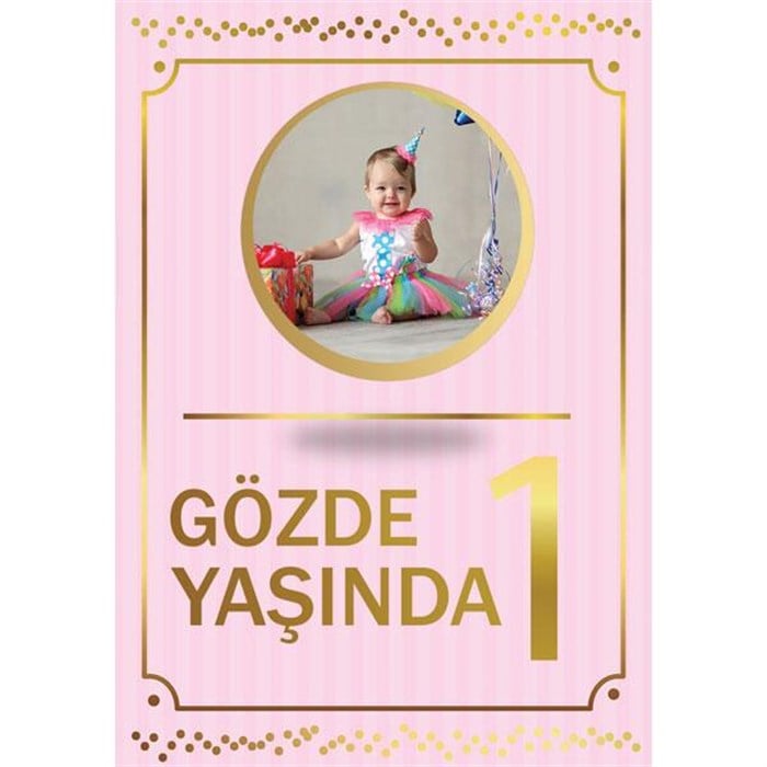 Kişiye Özel 1 Yaş Kız Doğum Günü Afişi - 70 cm - 100 cm