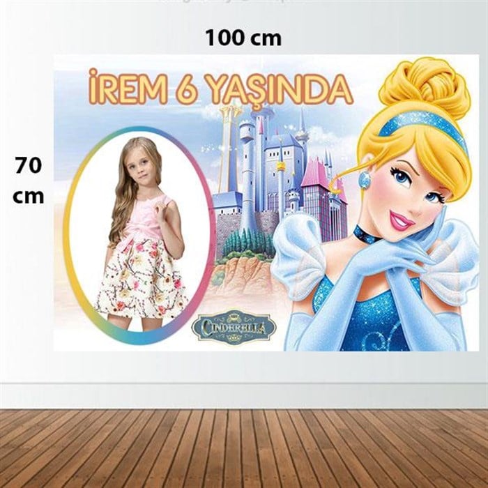 Kişiye Özel Sindirella Doğum Günü Afişi - 70 cm - 100 cm