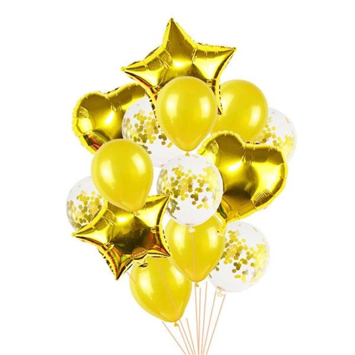Konfetili Gold Balon Seti - 15 Parça