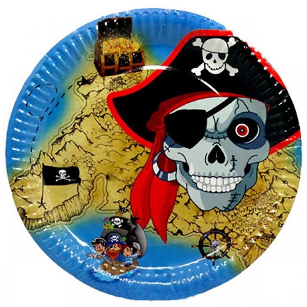 Korsan Doğum Günü Temalı Yuvarlak Tabak 8 Adet