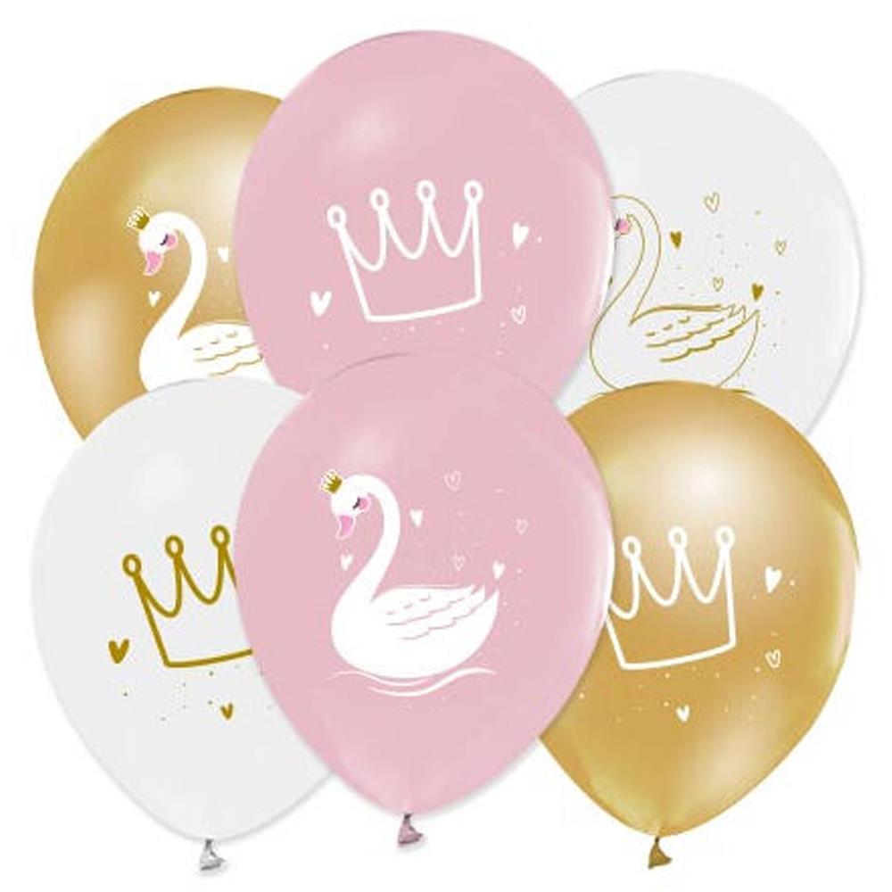 Kuğu Baskılı Lateks Balon 5 Adet