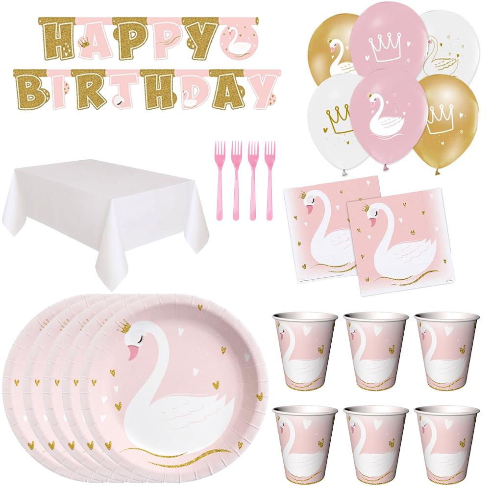 Kuğu Temalı Doğum Günü Parti Seti 16 Kişilik