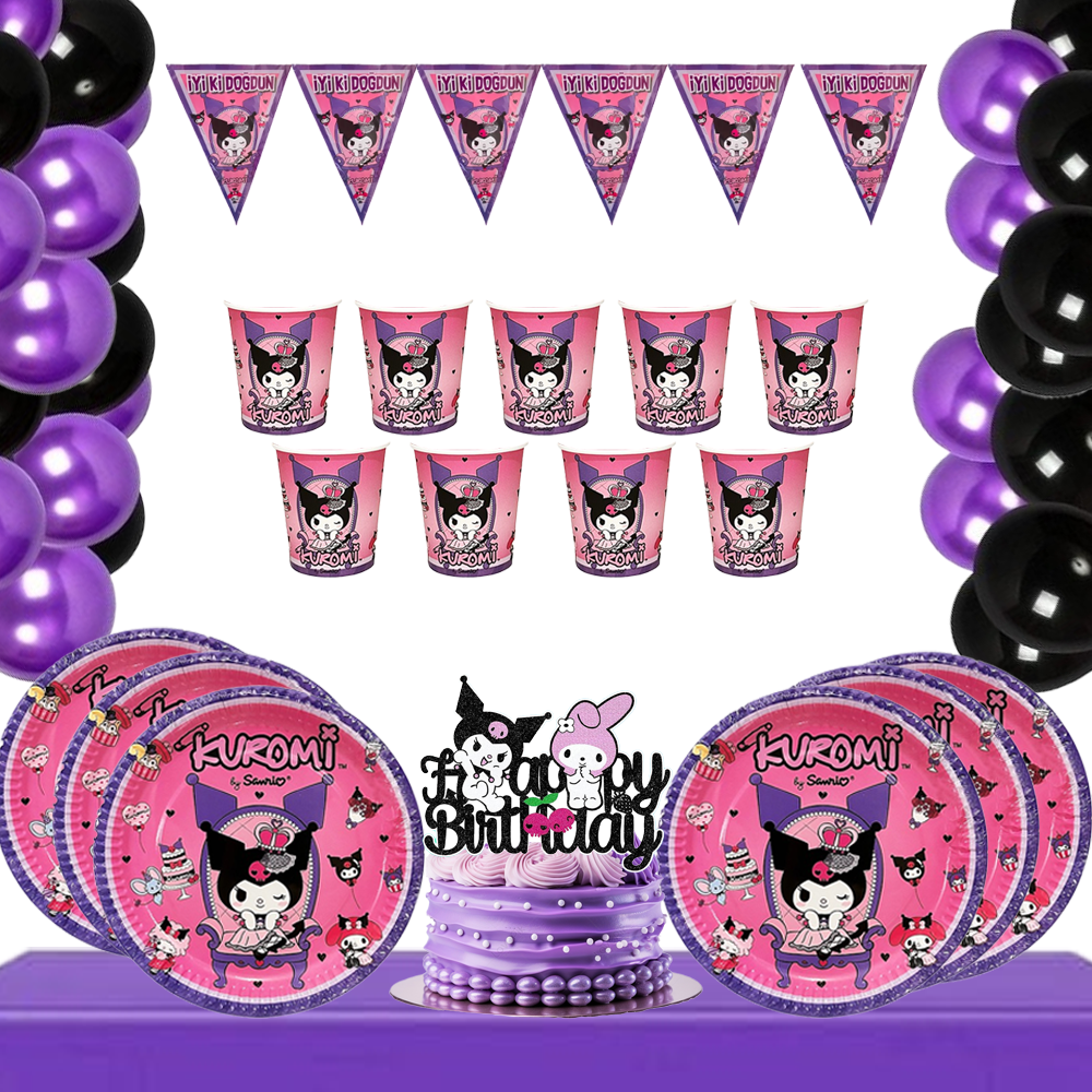 Kuromi Temalı 16 Kişilik Doğum Günü Seti