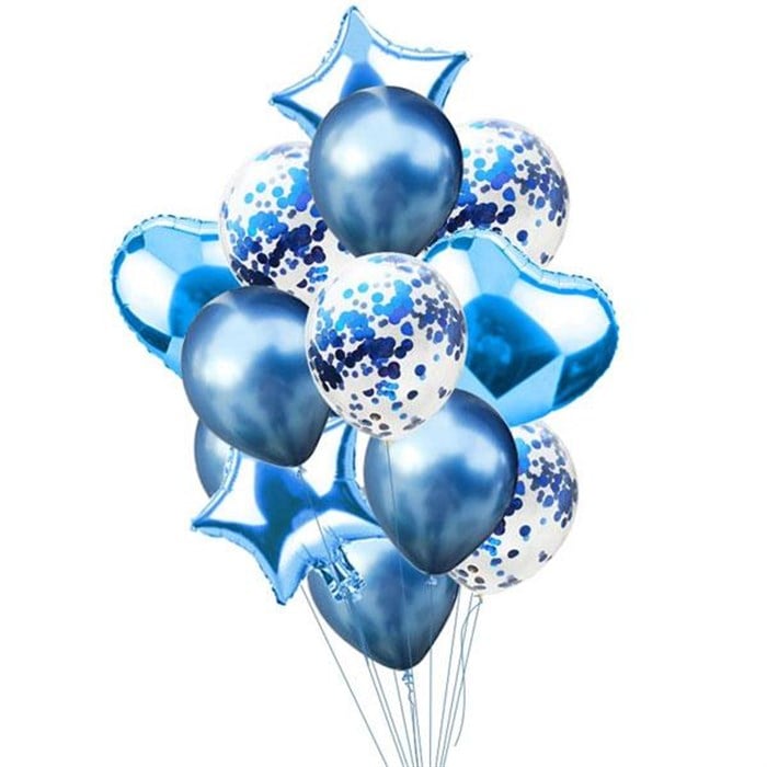 Mavi Konfetili Balon Seti - 15 Parça