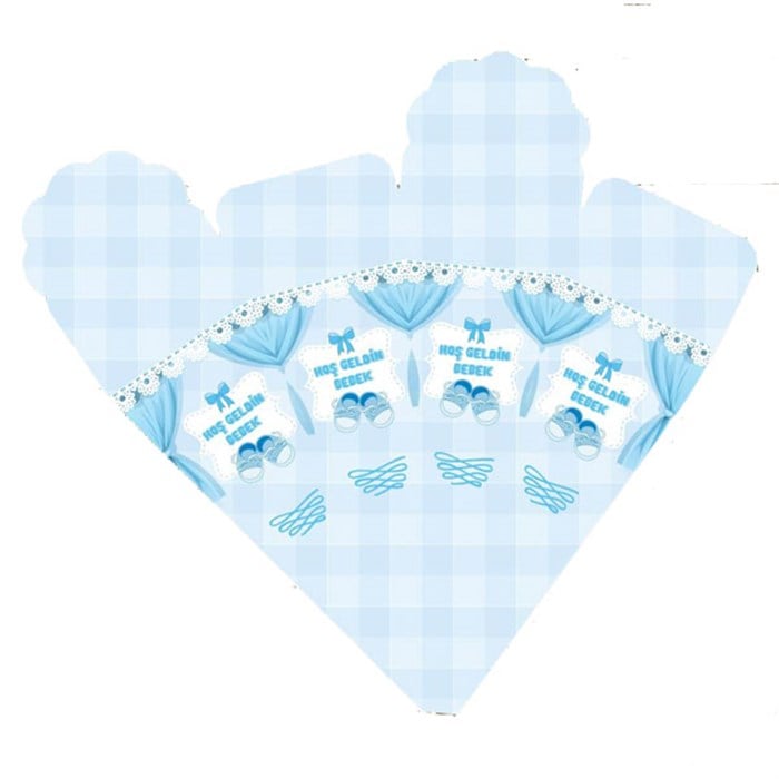 Mavi Patikler Hoşgeldin Bebek Yazılı Şeker Külahı 10 Adet