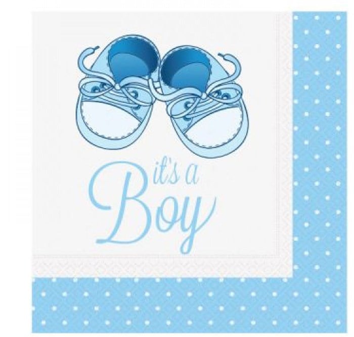 Mavi Patikler Temalı Its a Boy Peçete 20 Adet 33 cm