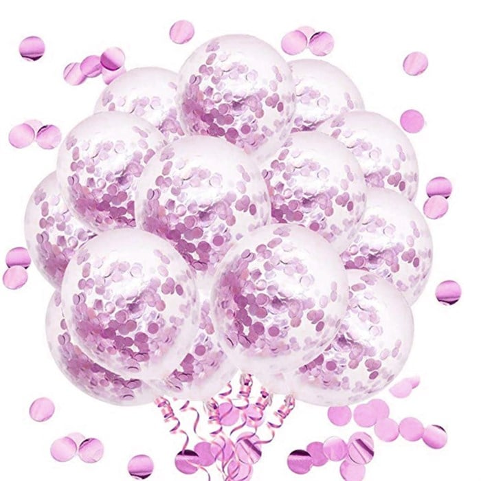 Pembe Konfetili Şeffaf Balon Seti 