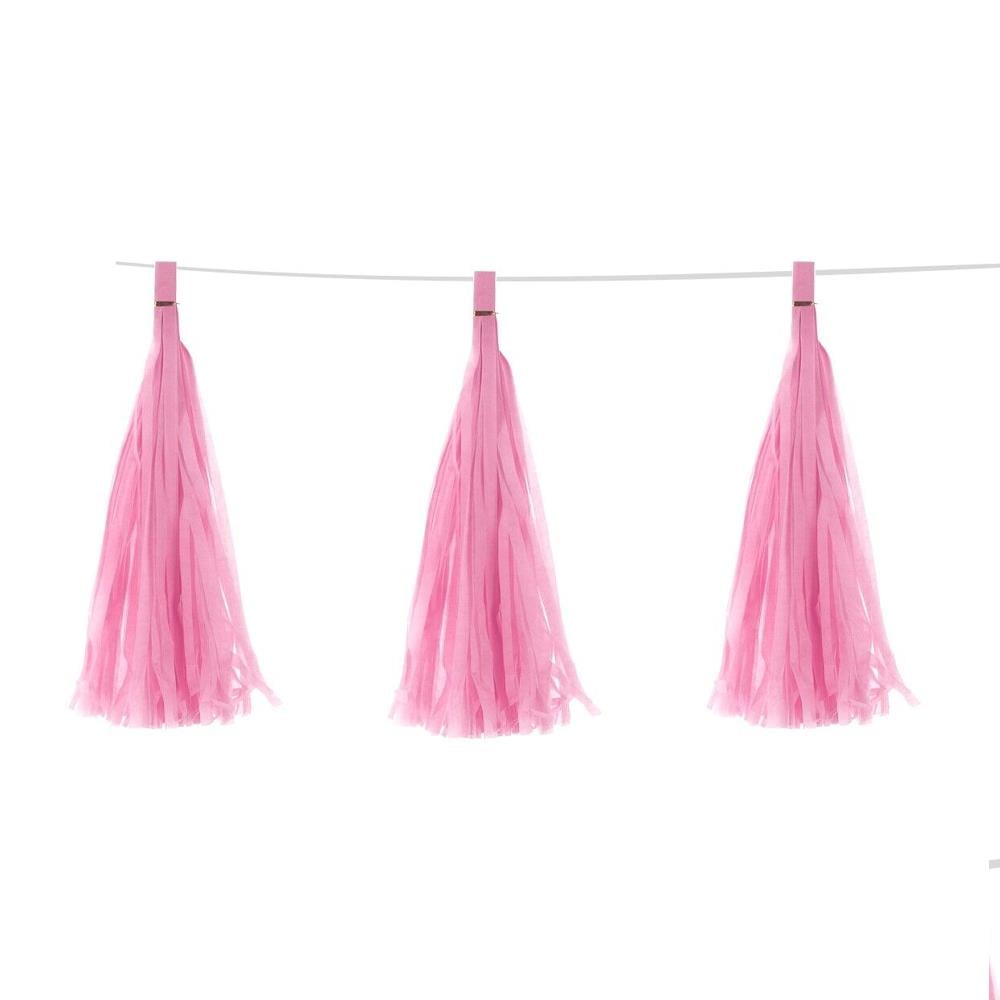 Pembe Püskül Dekor Süs 3'lü