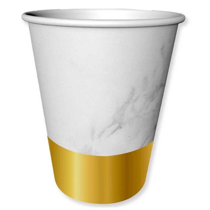 Premium Beyaz Desenli Gold Varaklı Bardak