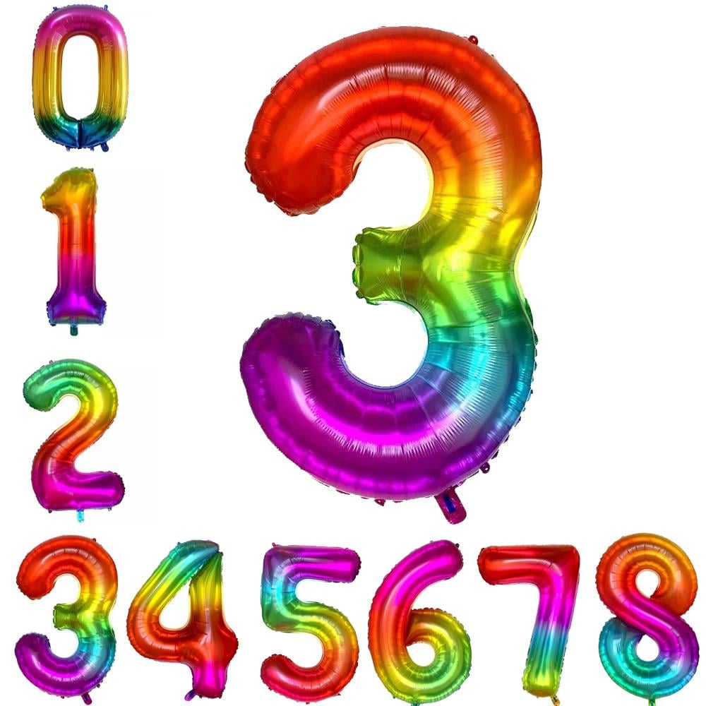Rakam Gökkuşağı Folyo Balon 80 cm Seçenekli