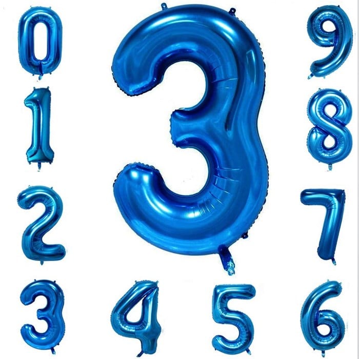 Rakam Mavi Folyo Balon 80 cm Seçenekli
