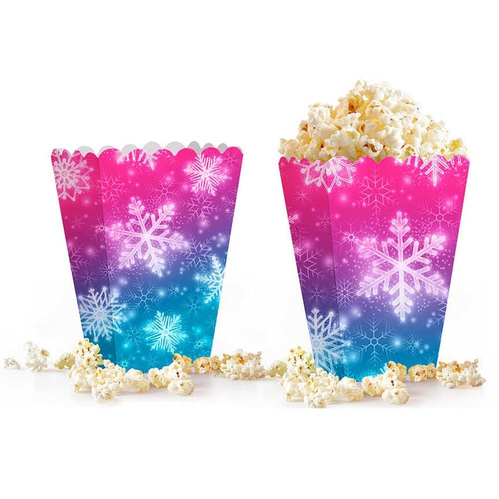 Renkli Kar Tanesi Temalı Popcorn Mısır Kutusu 5 Adet